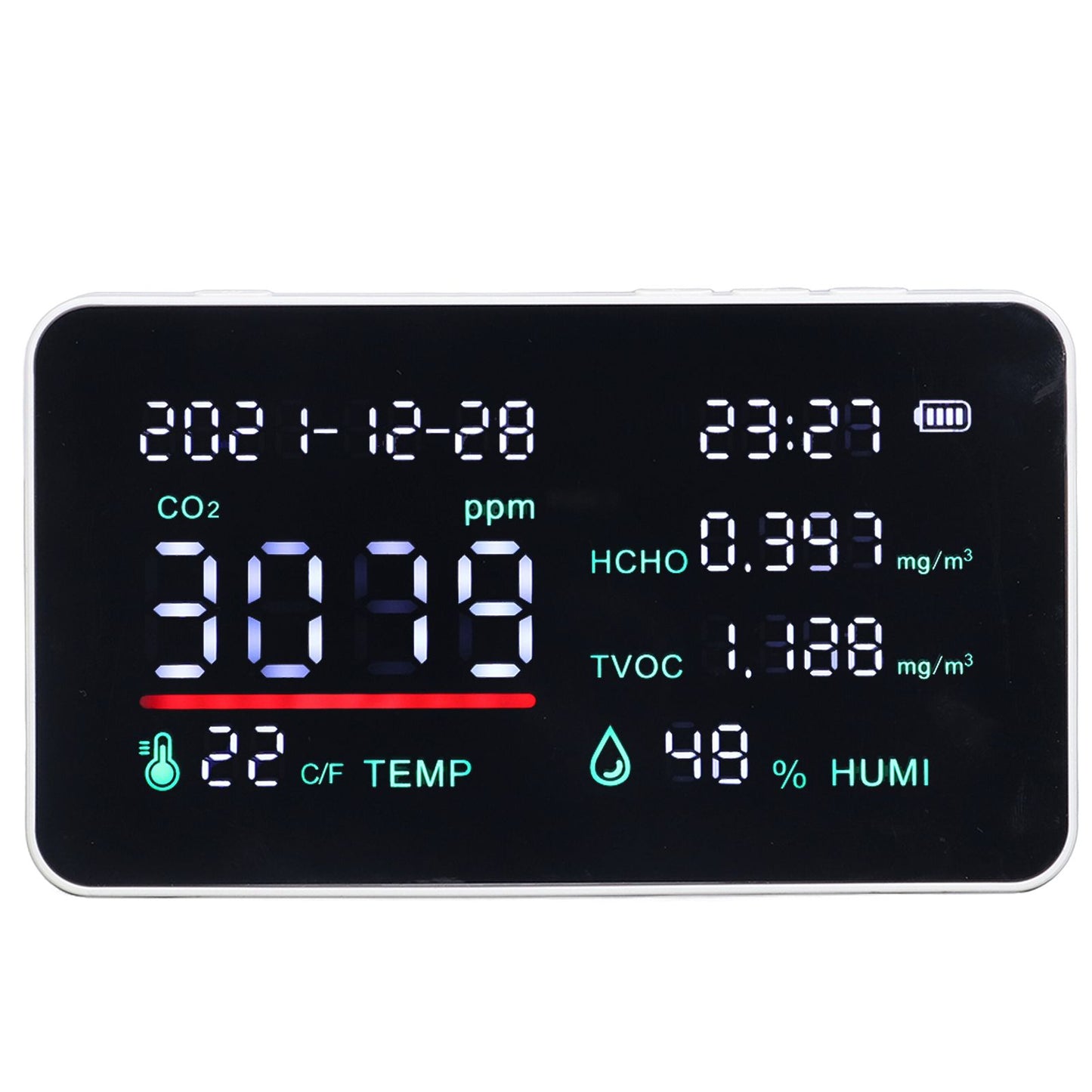 Air Quality Monitor Semiconductor USB Charging Indoor Temperature Humidity Carbon Dioxide DetectorWhite V1294-YM0523-3113220002012