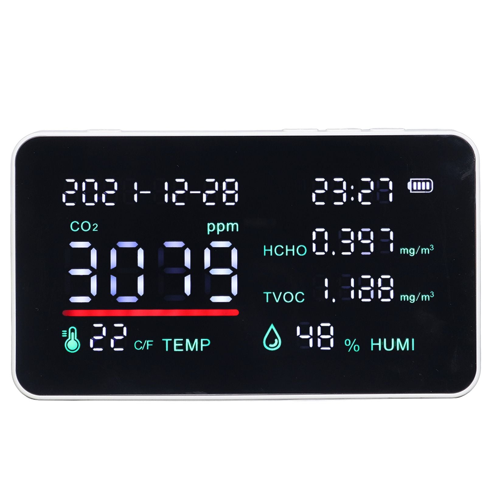 Air Quality Monitor Semiconductor USB Charging Indoor Temperature Humidity Carbon Dioxide DetectorWhite V1294-YM0523-3113220002012