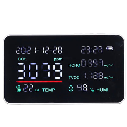Air Quality Monitor Semiconductor USB Charging Indoor Temperature Humidity Carbon Dioxide DetectorWhite V1294-YM0523-3113220002012