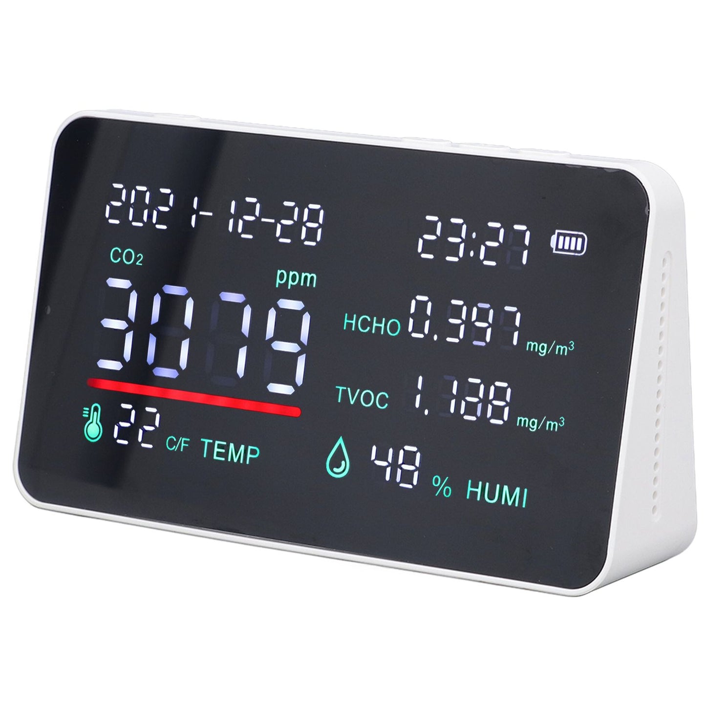Air Quality Monitor Semiconductor USB Charging Indoor Temperature Humidity Carbon Dioxide DetectorWhite V1294-YM0523-3113220002012