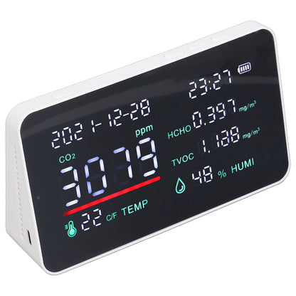 Air Quality Monitor Semiconductor USB Charging Indoor Temperature Humidity Carbon Dioxide DetectorWhite V1294-YM0523-3113220002012