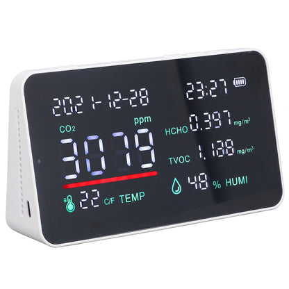 Air Quality Monitor Semiconductor USB Charging Indoor Temperature Humidity Carbon Dioxide DetectorWhite V1294-YM0523-3113220002012