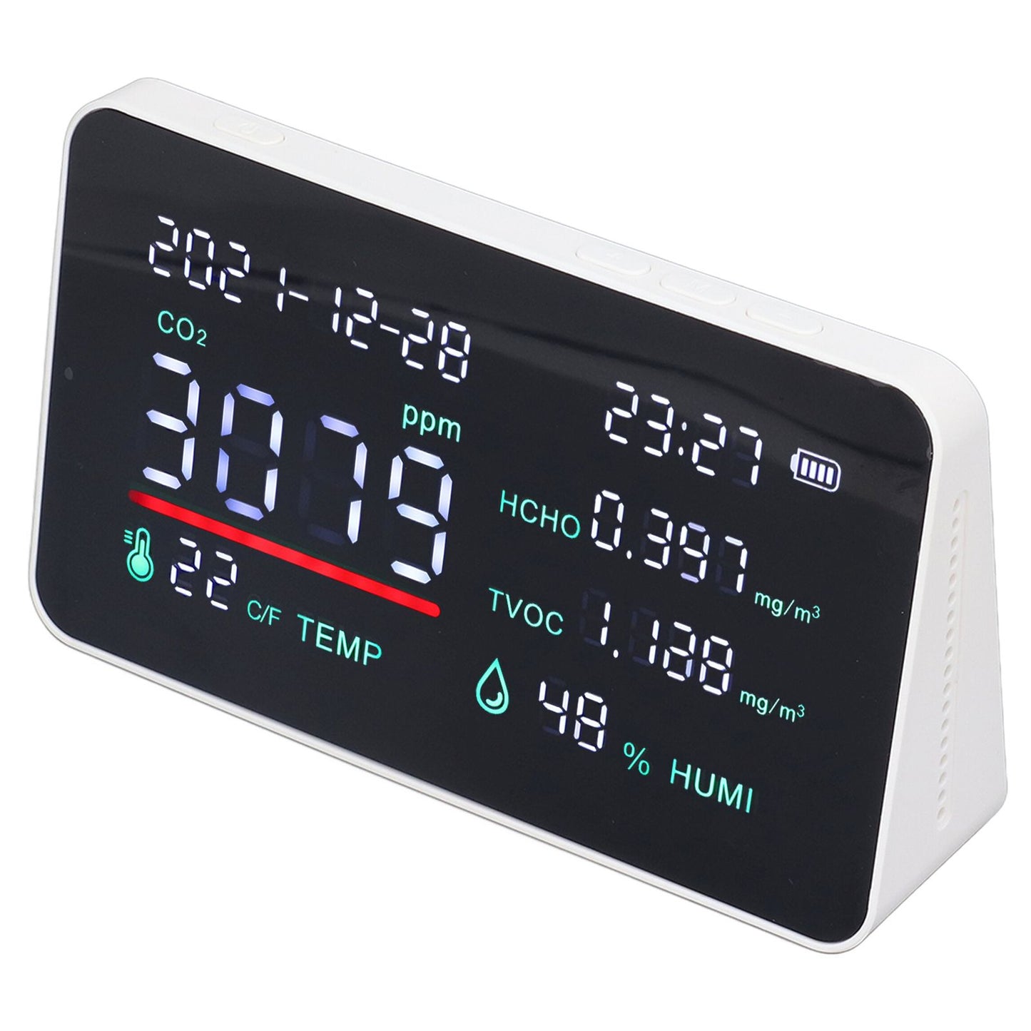 Air Quality Monitor Semiconductor USB Charging Indoor Temperature Humidity Carbon Dioxide DetectorWhite V1294-YM0523-3113220002012