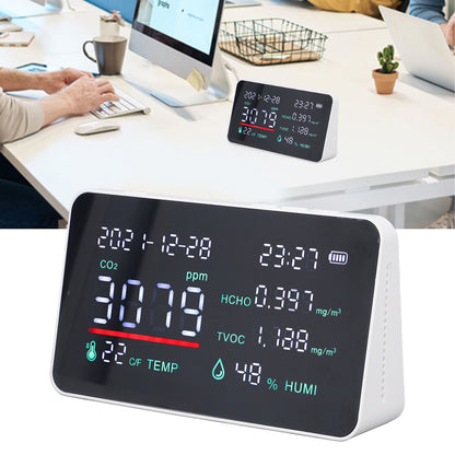 Air Quality Monitor Semiconductor USB Charging Indoor Temperature Humidity Carbon Dioxide DetectorWhite V1294-YM0523-3113220002012
