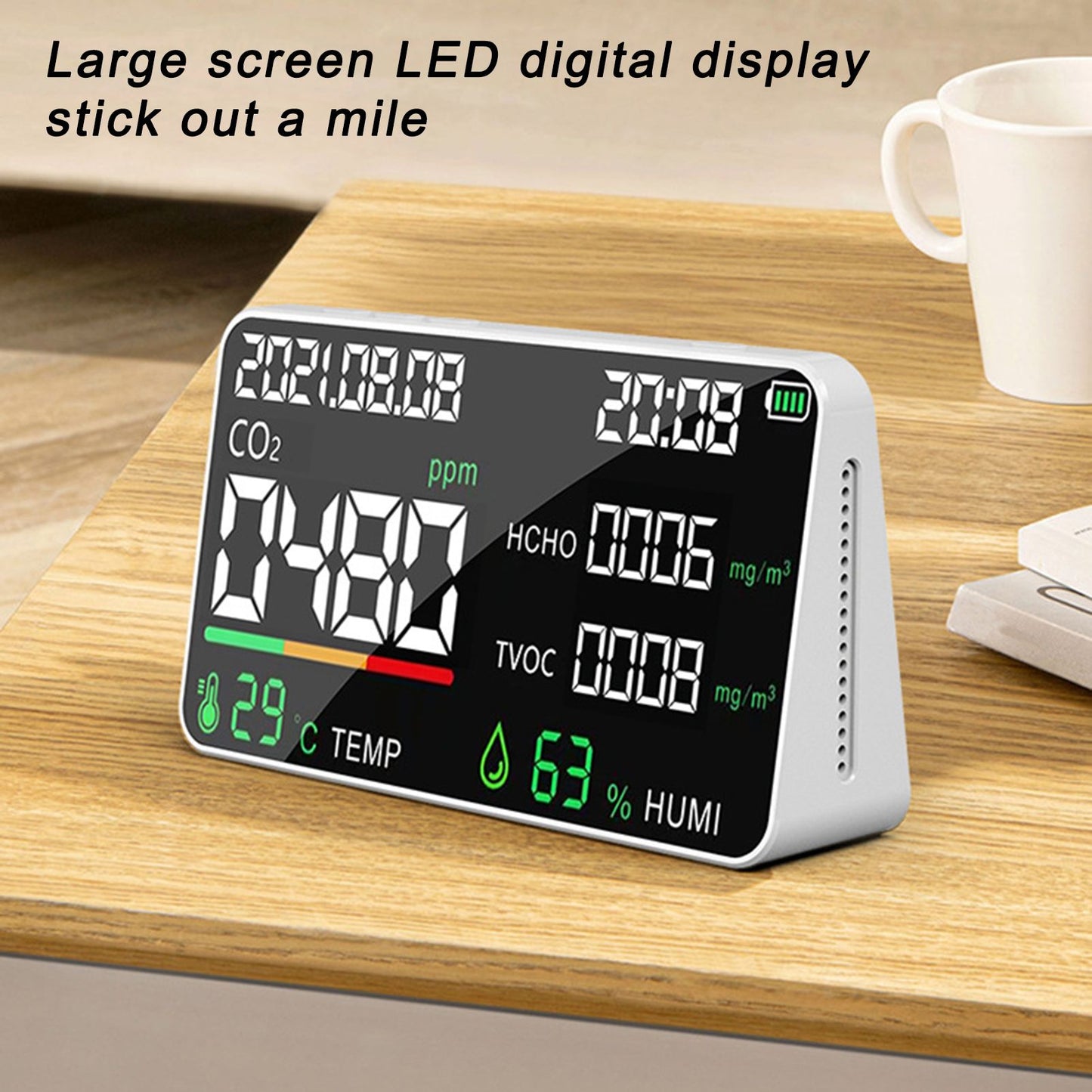 Air Quality Monitor Semiconductor USB Charging Indoor Temperature Humidity Carbon Dioxide DetectorWhite V1294-YM0523-3113220002012