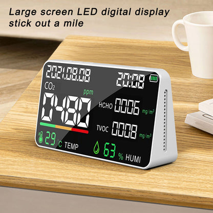 Air Quality Monitor Semiconductor USB Charging Indoor Temperature Humidity Carbon Dioxide DetectorWhite V1294-YM0523-3113220002012