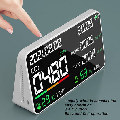Air Quality Monitor Semiconductor USB Charging Indoor Temperature Humidity Carbon Dioxide DetectorWhite V1294-YM0523-3113220002012