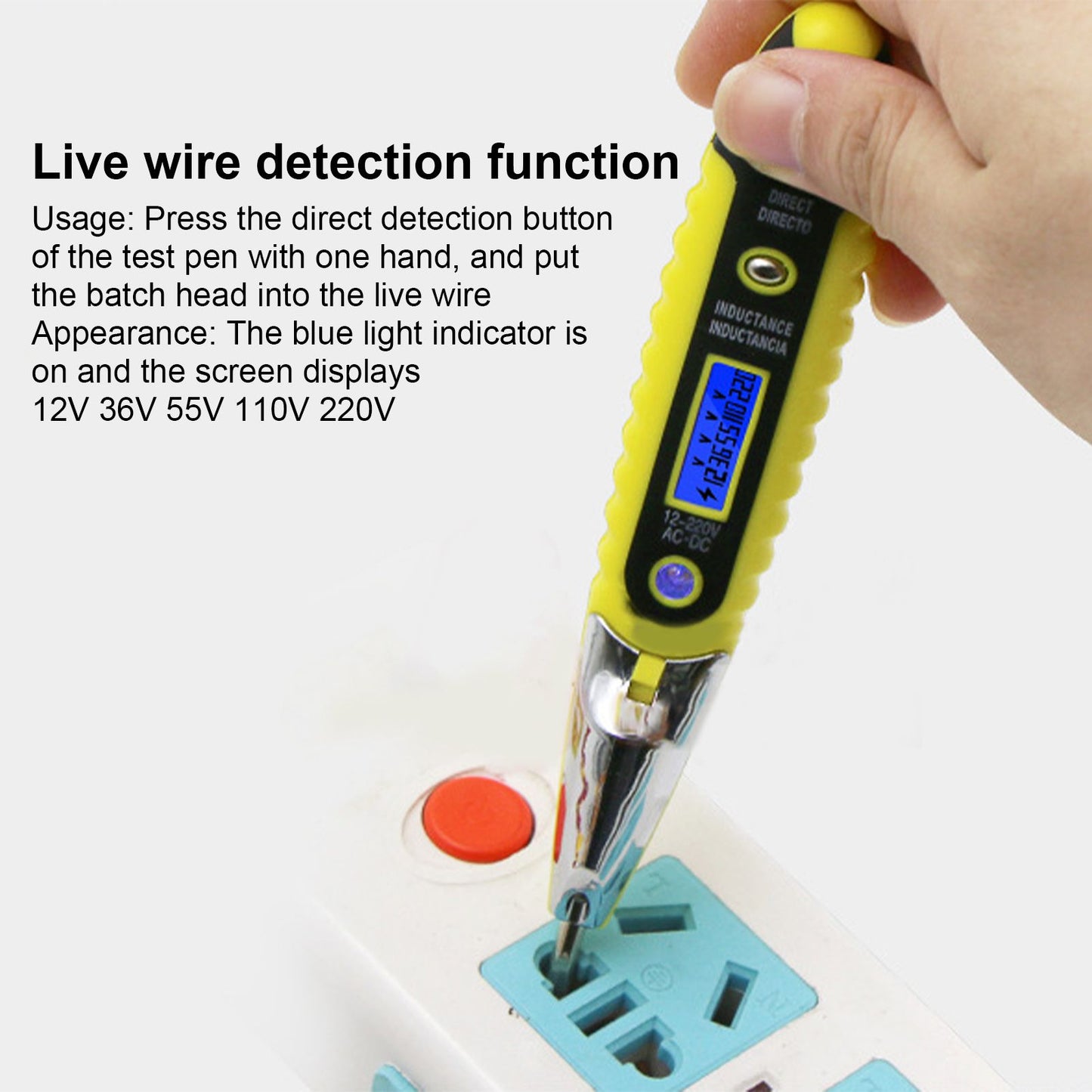 LED Multifunctional Digital Electric Tester Pen 12-220V Non Contact Circuit Voltage Detector for Household V1294-YM0523-3113220002711