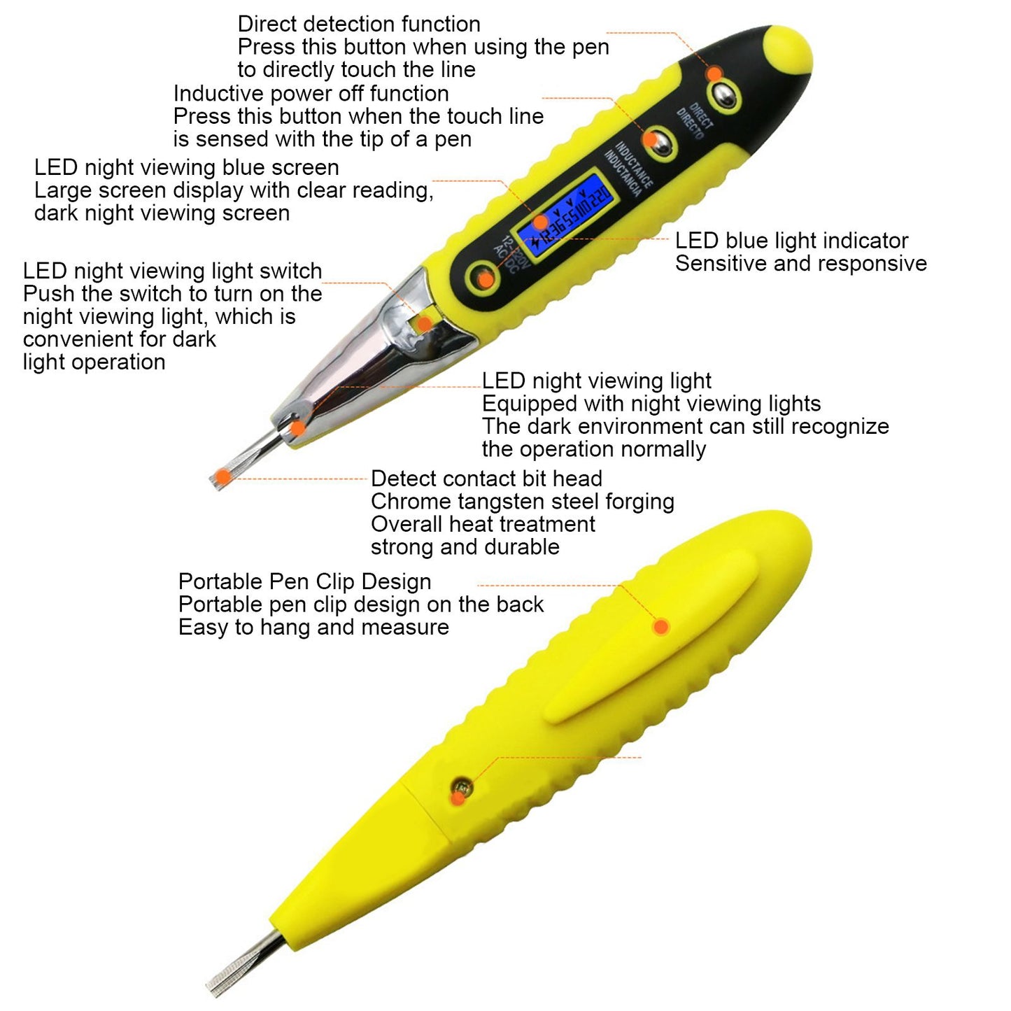 LED Multifunctional Digital Electric Tester Pen 12-220V Non Contact Circuit Voltage Detector for Household V1294-YM0523-3113220002711