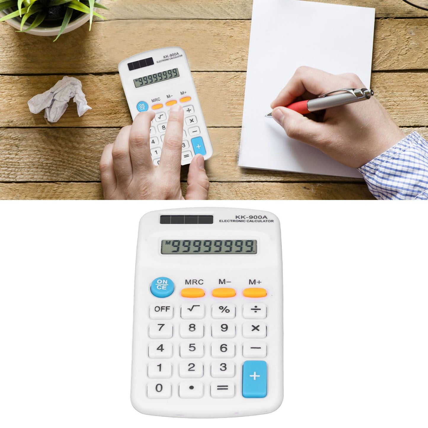 Mini Calculators Handheld 8 Digit with LCD Display Sensitive Button Solar Battery Dual Power for Office V1294-YM0523-3113220006011