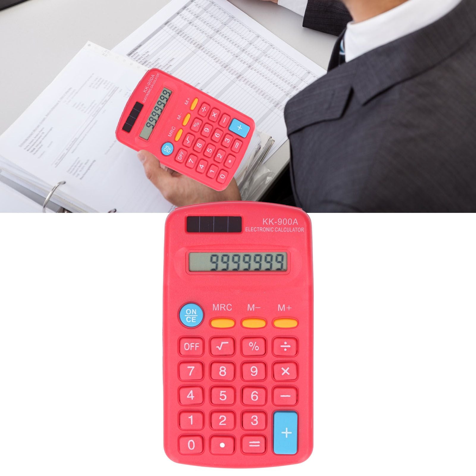 Mini Calculators Handheld 8 Digit with LCD Display Sensitive Button Solar Battery Dual Power for Office V1294-YM0523-3113220006012