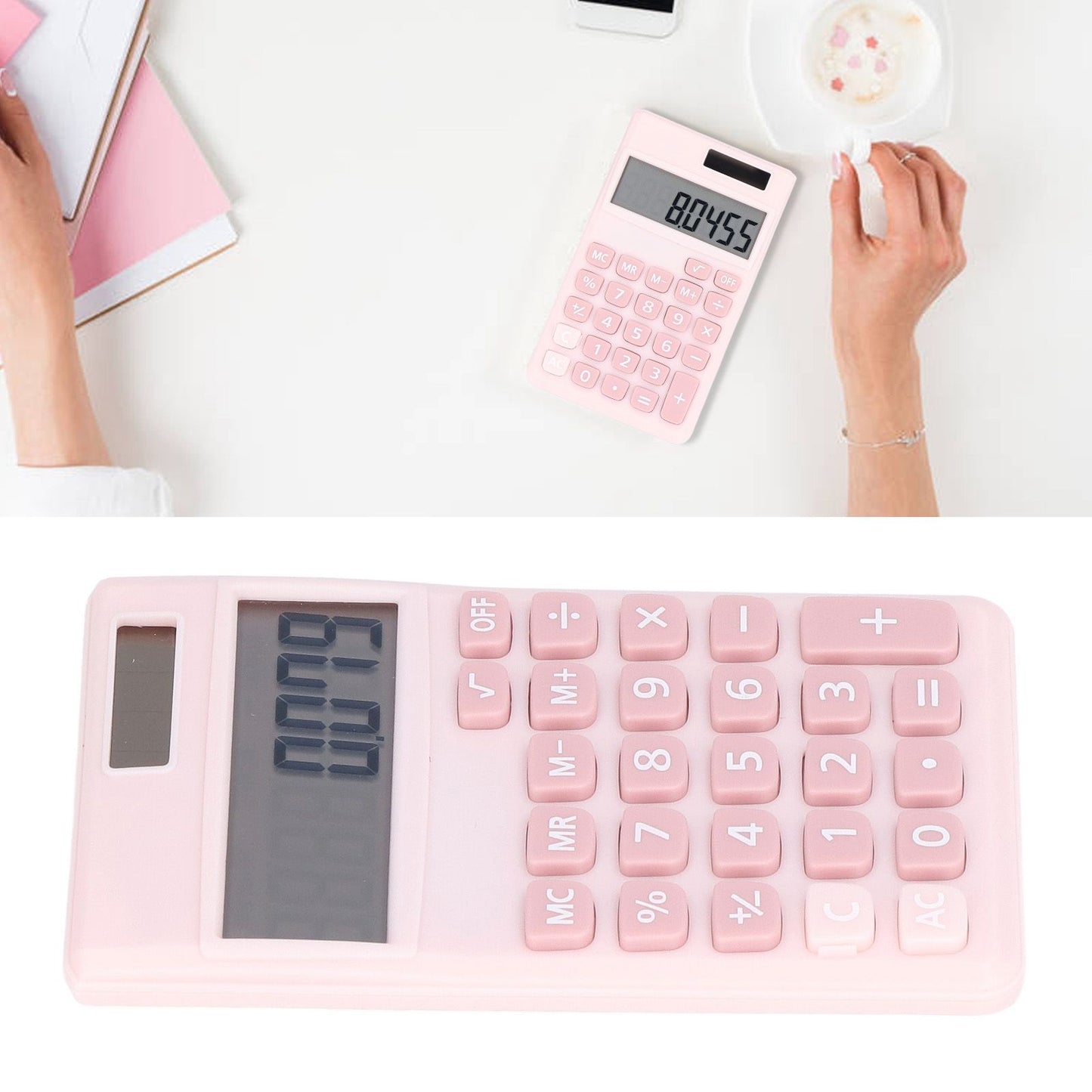 Calculators 8 Digit Solar Battery Dual Power Handheld Pocket Calculator with Large LCD Display Big Sensitive V1294-YM0523-3113220006111