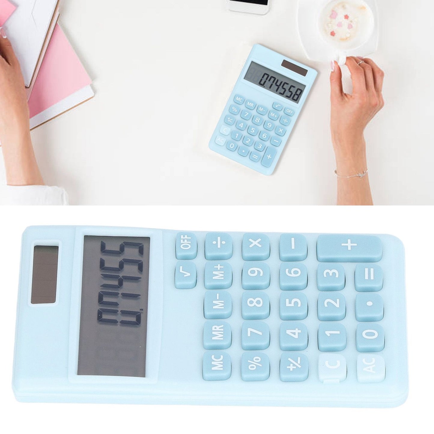 Calculators 8 Digit Solar Battery Dual Power Handheld Pocket Calculator with Large LCD Display Big Sensitive V1294-YM0523-3113220006113