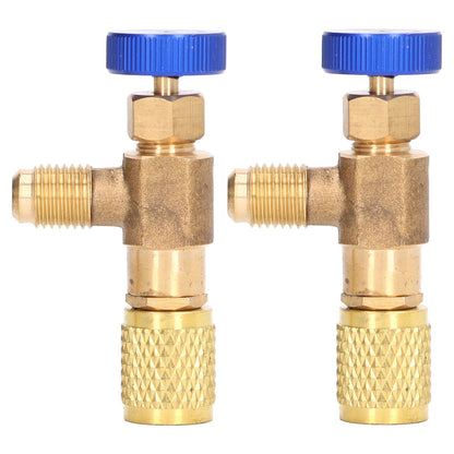 2PCS Refrigeration Valve Air Conditioning Refrigerant Control Valve Fluoride Charging Adapter for R22 R404 V1294-YM0523-3113220010011