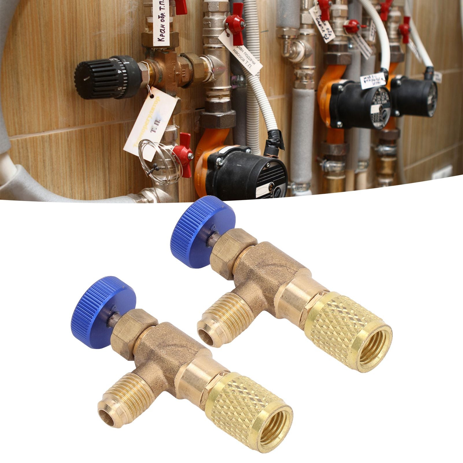 2PCS Refrigeration Valve Air Conditioning Refrigerant Control Valve Fluoride Charging Adapter for R22 R404 V1294-YM0523-3113220010011