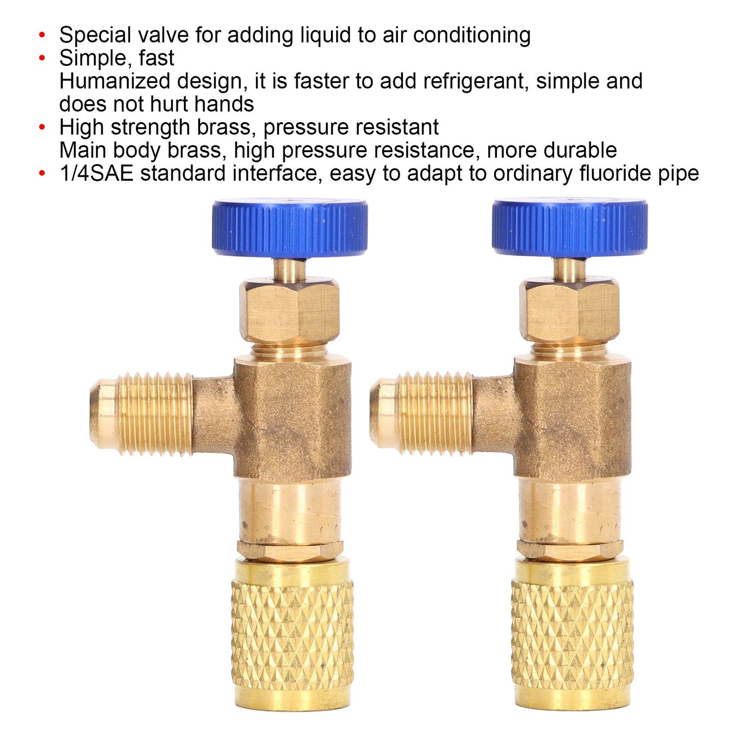 2PCS Refrigeration Valve Air Conditioning Refrigerant Control Valve Fluoride Charging Adapter for R22 R404 V1294-YM0523-3113220010011