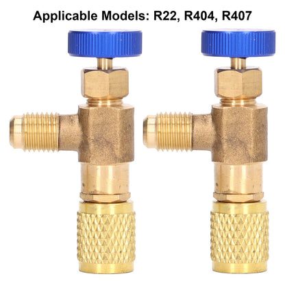 2PCS Refrigeration Valve Air Conditioning Refrigerant Control Valve Fluoride Charging Adapter for R22 R404 V1294-YM0523-3113220010011