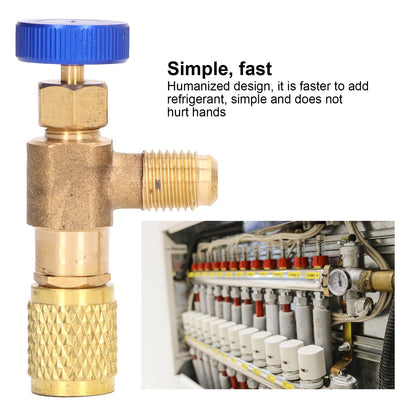 2PCS Refrigeration Valve Air Conditioning Refrigerant Control Valve Fluoride Charging Adapter for R22 R404 V1294-YM0523-3113220010011