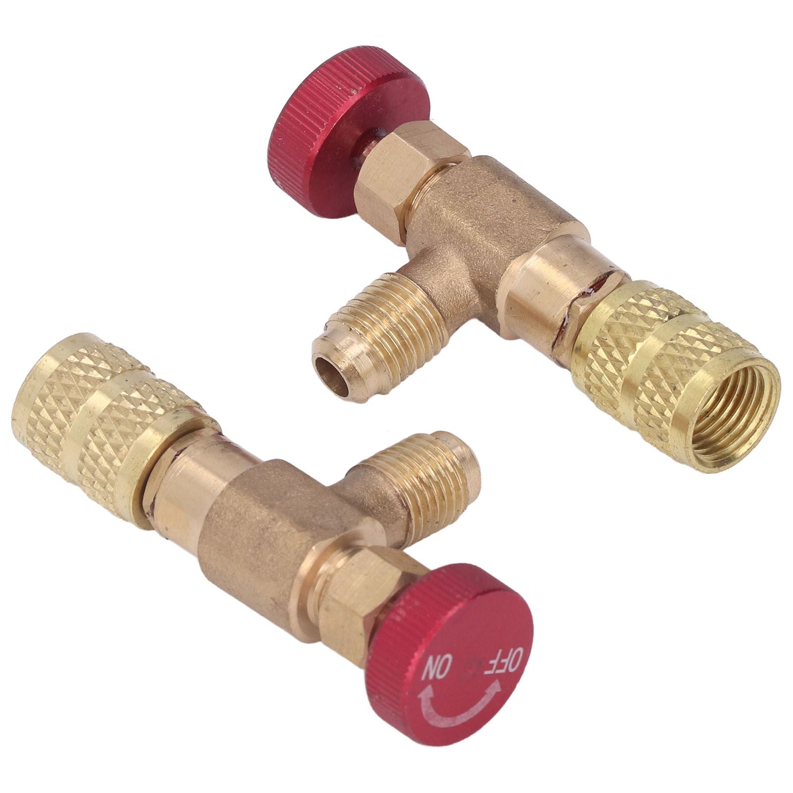 2PCS Refrigeration Control Valve 1/4SAE Male Thread 5/16SAE Female Thread Refrigerant Charging Valve Adapter V1294-YM0523-3113220010211