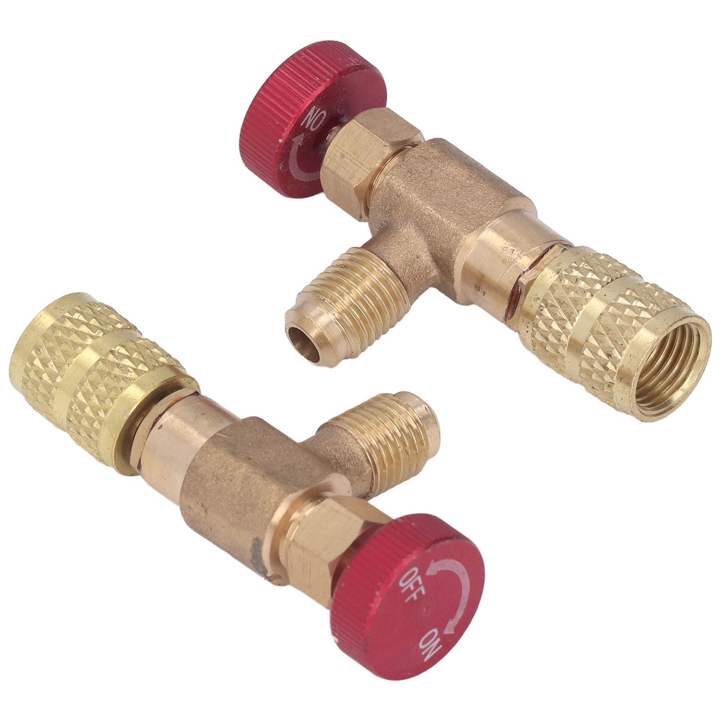 2PCS Refrigeration Control Valve 1/4SAE Male Thread 5/16SAE Female Thread Refrigerant Charging Valve Adapter V1294-YM0523-3113220010211