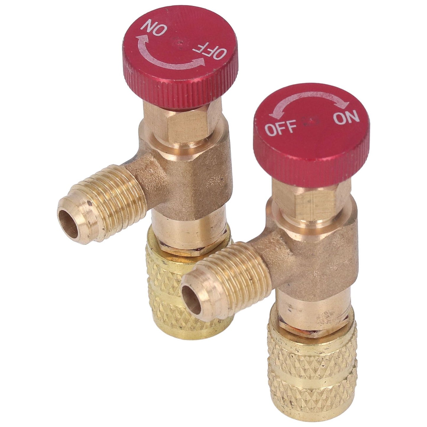 2PCS Refrigeration Control Valve 1/4SAE Male Thread 5/16SAE Female Thread Refrigerant Charging Valve Adapter V1294-YM0523-3113220010211