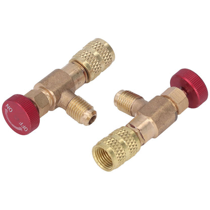 2PCS Refrigeration Control Valve 1/4SAE Male Thread 5/16SAE Female Thread Refrigerant Charging Valve Adapter V1294-YM0523-3113220010211