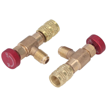 2PCS Refrigeration Control Valve 1/4SAE Male Thread 5/16SAE Female Thread Refrigerant Charging Valve Adapter V1294-YM0523-3113220010211