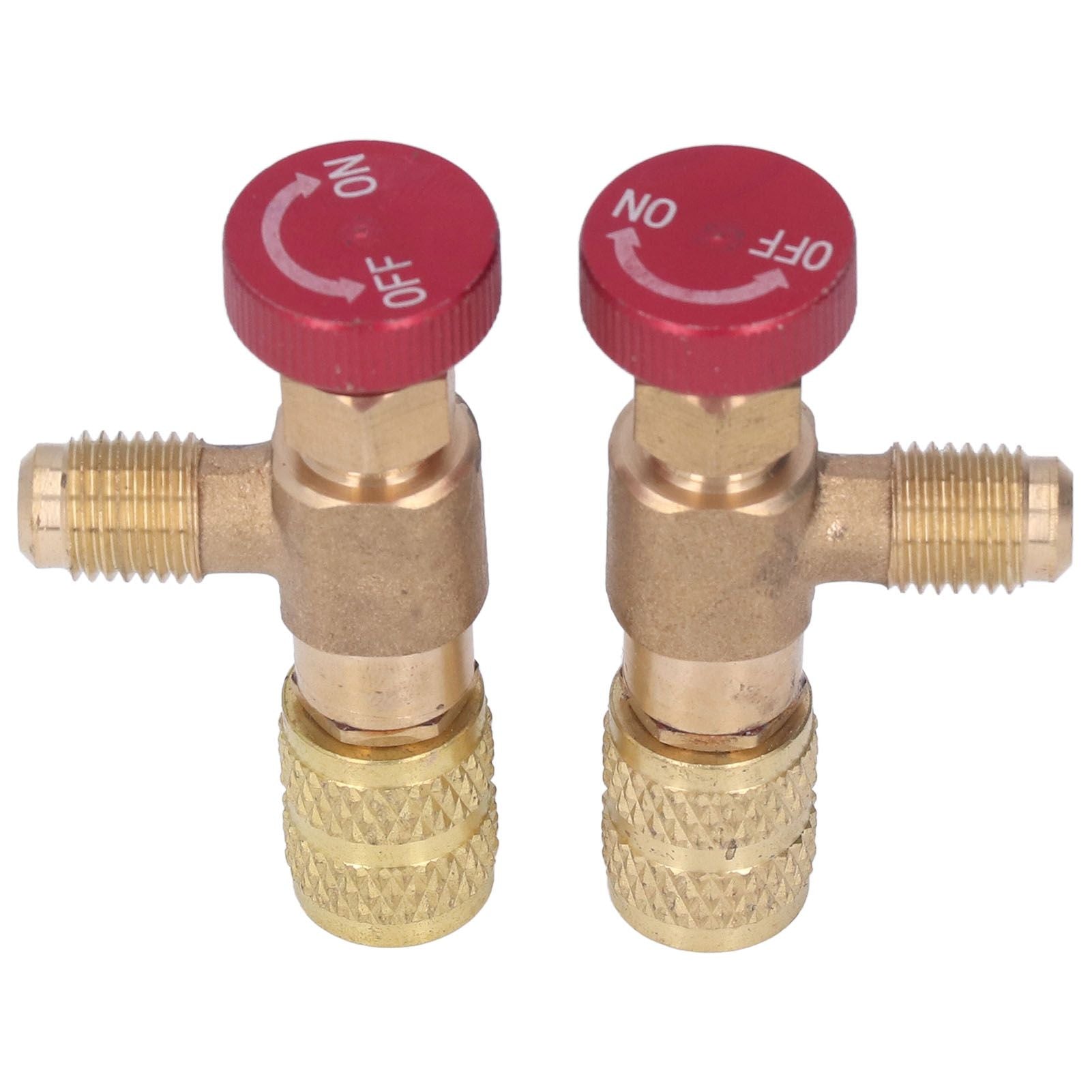 2PCS Refrigeration Control Valve 1/4SAE Male Thread 5/16SAE Female Thread Refrigerant Charging Valve Adapter V1294-YM0523-3113220010211