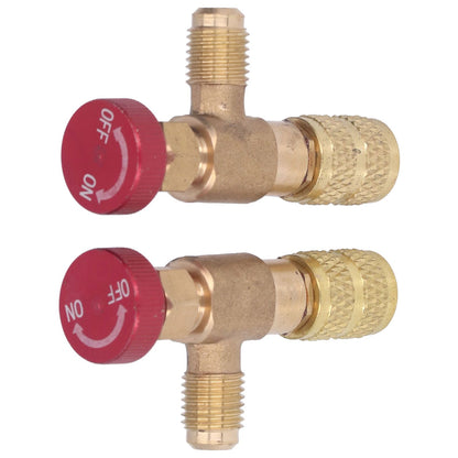 2PCS Refrigeration Control Valve 1/4SAE Male Thread 5/16SAE Female Thread Refrigerant Charging Valve Adapter V1294-YM0523-3113220010211