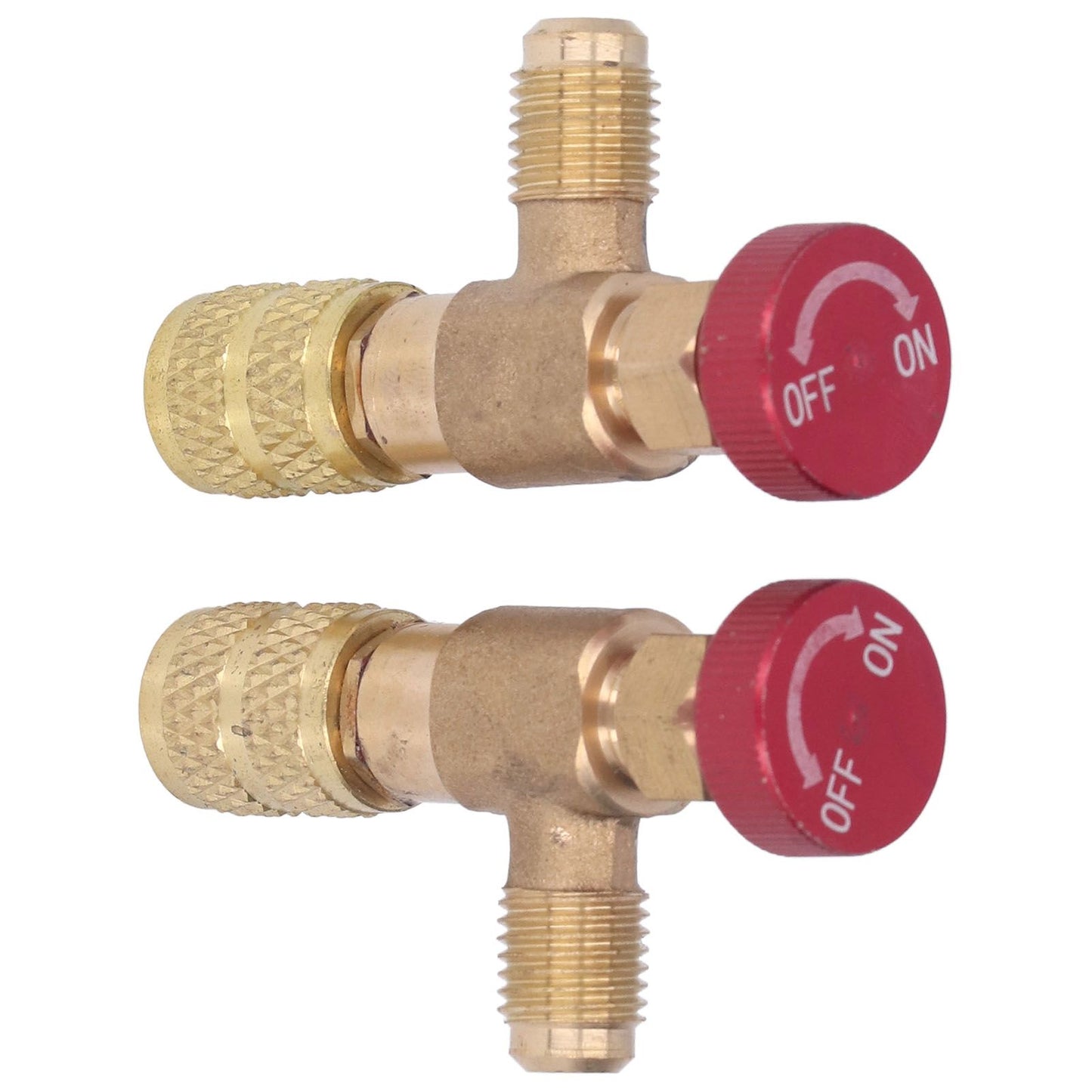 2PCS Refrigeration Control Valve 1/4SAE Male Thread 5/16SAE Female Thread Refrigerant Charging Valve Adapter V1294-YM0523-3113220010211