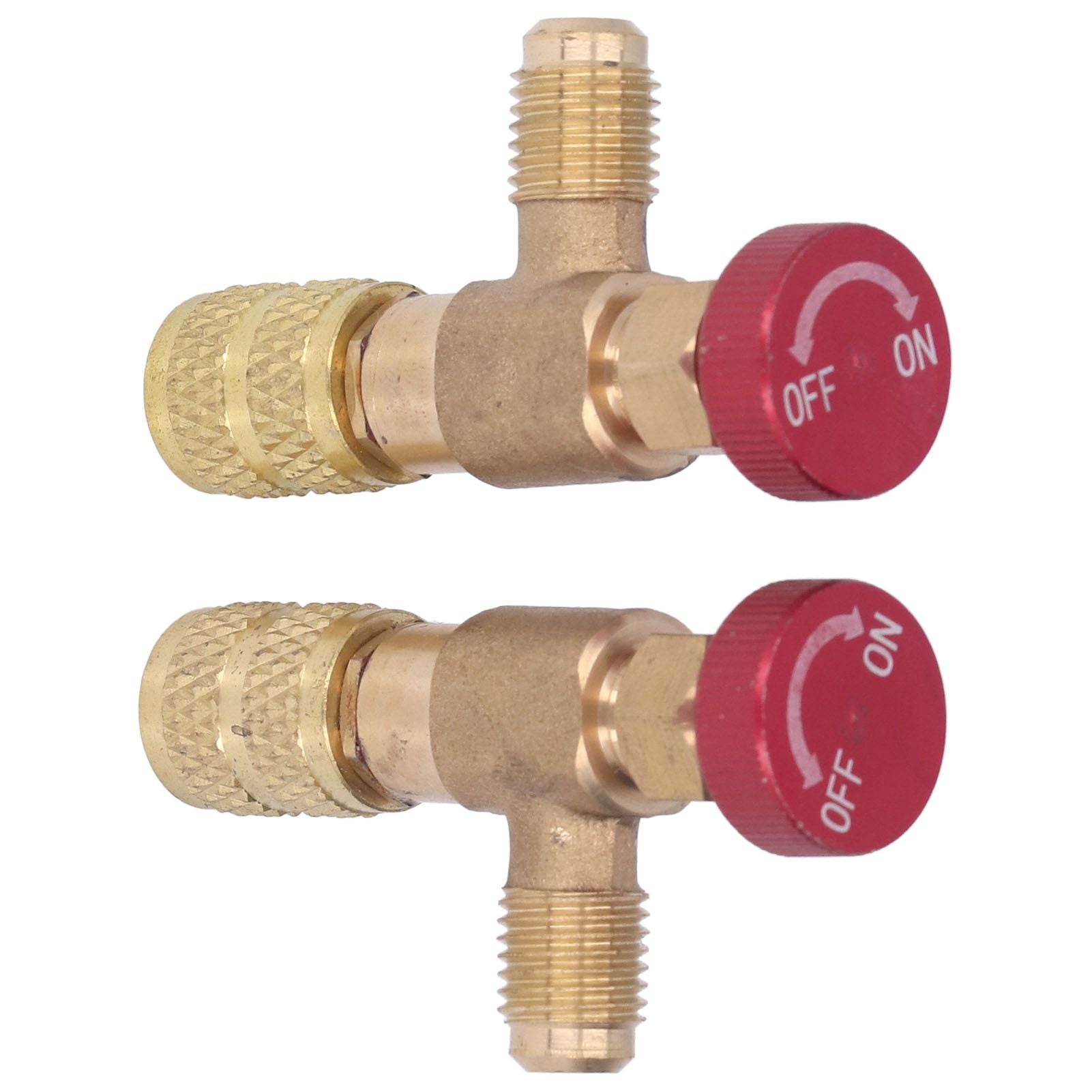 2PCS Refrigeration Control Valve 1/4SAE Male Thread 5/16SAE Female Thread Refrigerant Charging Valve Adapter V1294-YM0523-3113220010211