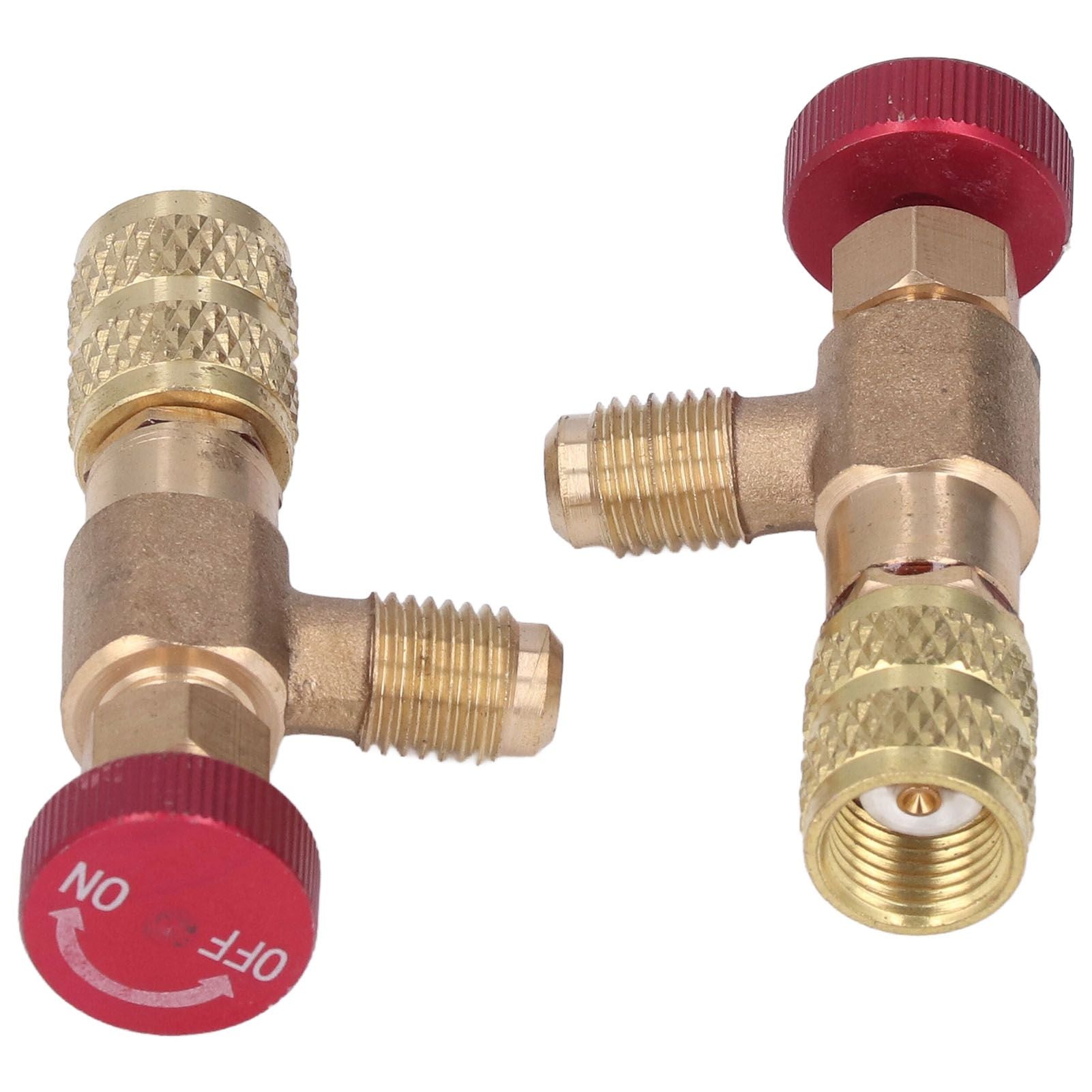 2PCS Refrigeration Control Valve 1/4SAE Male Thread 5/16SAE Female Thread Refrigerant Charging Valve Adapter V1294-YM0523-3113220010211