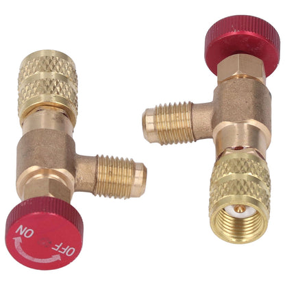 2PCS Refrigeration Control Valve 1/4SAE Male Thread 5/16SAE Female Thread Refrigerant Charging Valve Adapter V1294-YM0523-3113220010211