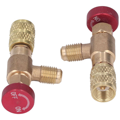 2PCS Refrigeration Control Valve 1/4SAE Male Thread 5/16SAE Female Thread Refrigerant Charging Valve Adapter V1294-YM0523-3113220010211