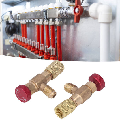 2PCS Refrigeration Control Valve 1/4SAE Male Thread 5/16SAE Female Thread Refrigerant Charging Valve Adapter V1294-YM0523-3113220010211