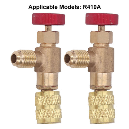 2PCS Refrigeration Control Valve 1/4SAE Male Thread 5/16SAE Female Thread Refrigerant Charging Valve Adapter V1294-YM0523-3113220010211