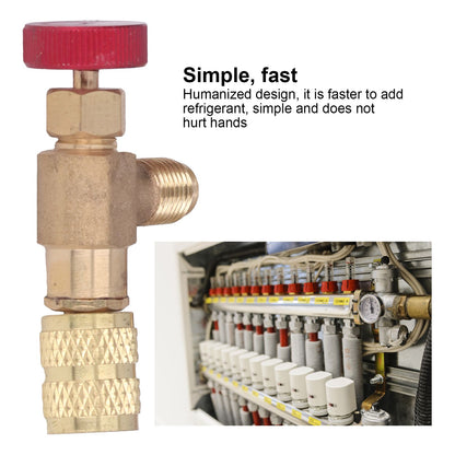 2PCS Refrigeration Control Valve 1/4SAE Male Thread 5/16SAE Female Thread Refrigerant Charging Valve Adapter V1294-YM0523-3113220010211