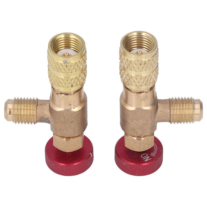 2PCS Refrigeration Control Valve 1/4SAE Male Thread 5/16SAE Female Thread Refrigerant Charging Valve Adapter V1294-YM0523-3113220010211