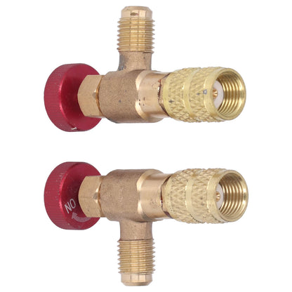2PCS Refrigeration Control Valve 1/4SAE Male Thread 5/16SAE Female Thread Refrigerant Charging Valve Adapter V1294-YM0523-3113220010211