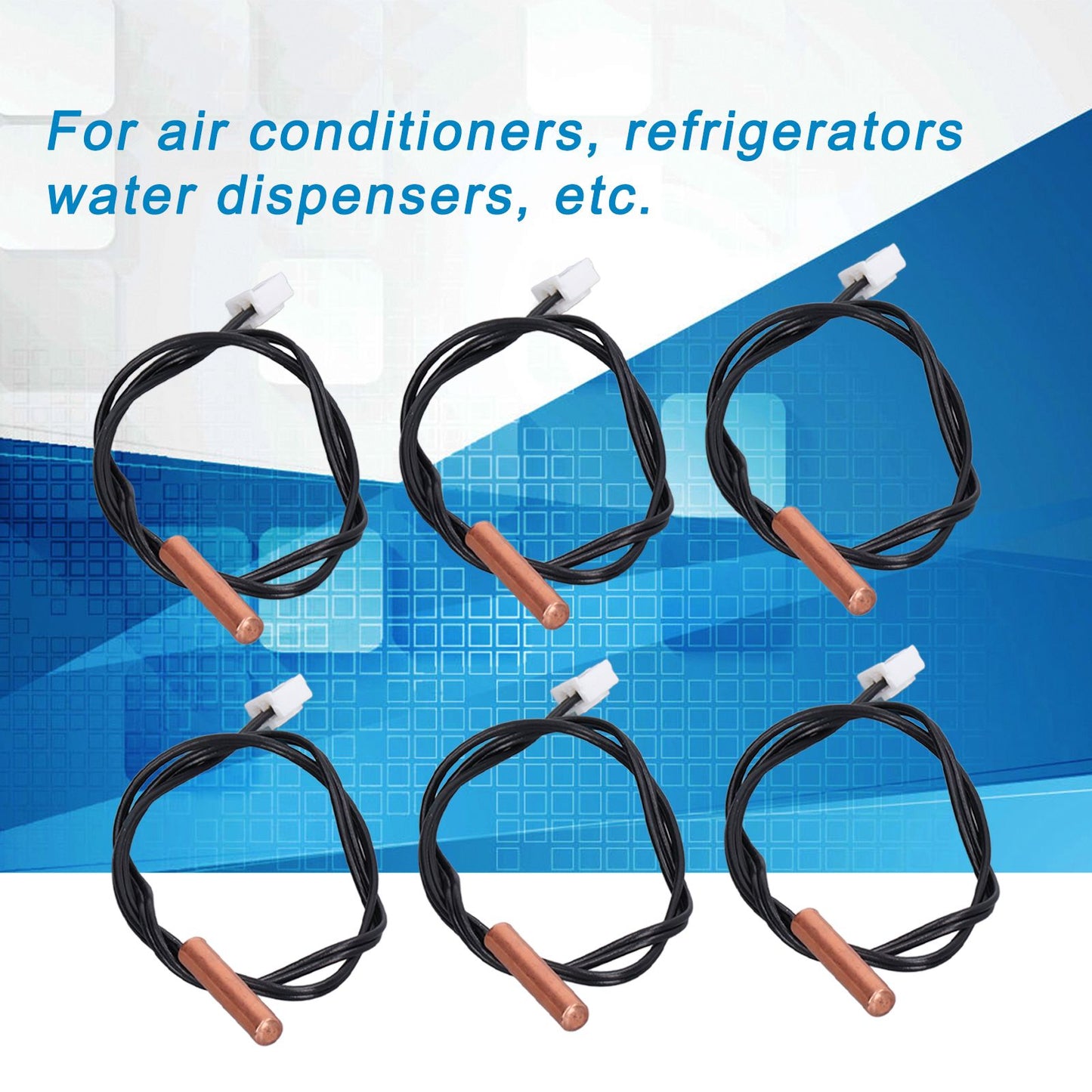 10Pcs 10K Temp Sensor Probe PVC Copper Waterproof NTC Thermistor Probes for Air Conditioner V1294-YM0523-3113220010911