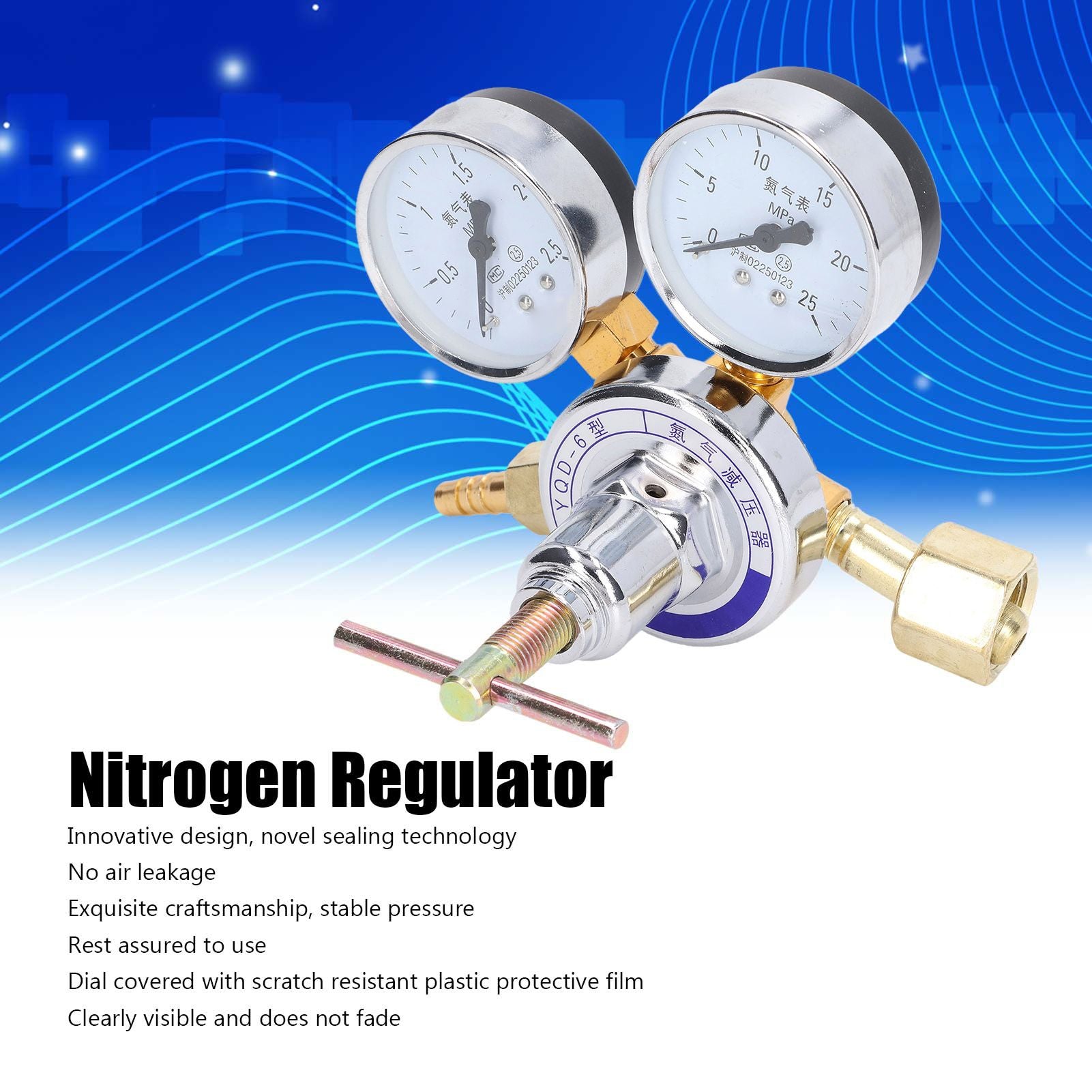 Nitrogen Regulator Gauge Kit Pressure Reducing Valve Brass Inlet Outlet Meter Reducer V1294-YM0523-3113220011511