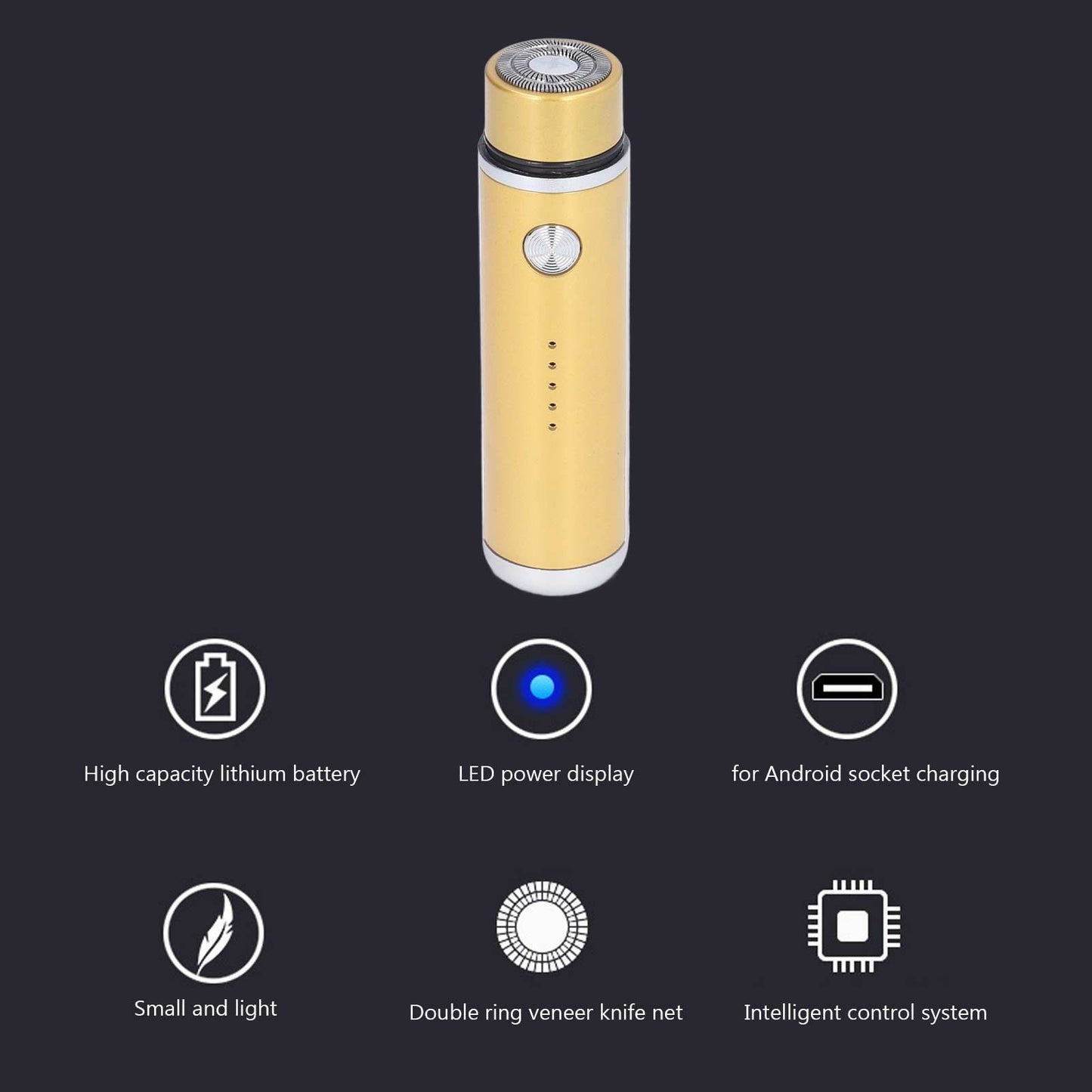013 Electric Mini Shaver Portable Low Noise Power Display USB Mini Electric Shaver for MenGold V1294-YM0523-3113220014112
