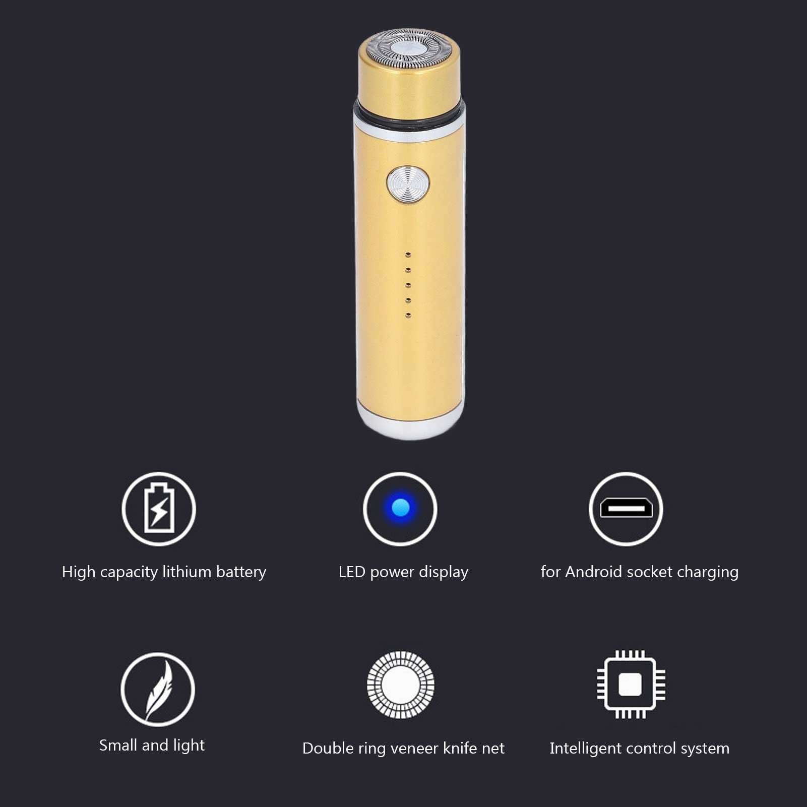 013 Electric Mini Shaver Portable Low Noise Power Display USB Mini Electric Shaver for MenGold V1294-YM0523-3113220014112
