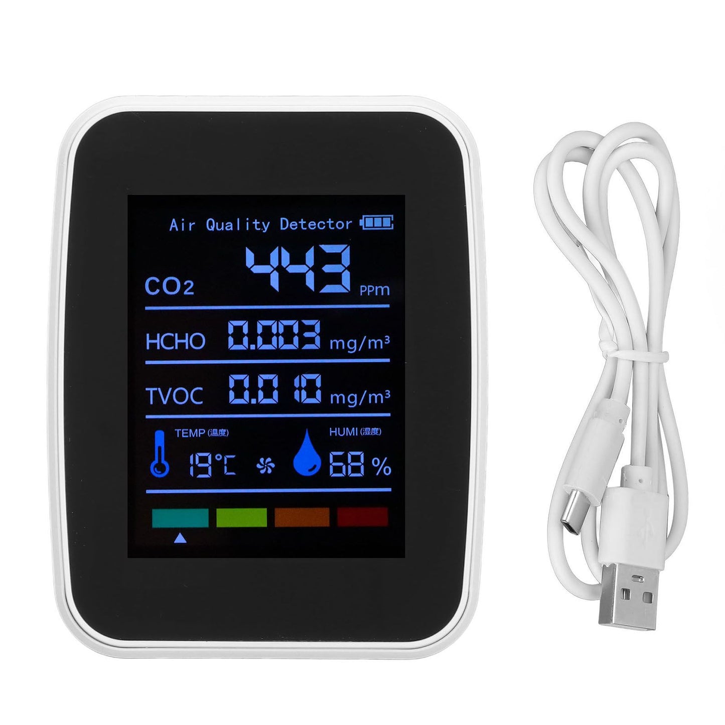 Air Quality Detector 5in1 Intelligent Anti Interference Ability Indoor Temperature Humidity Air Quality V1294-YM0523-3113220014412