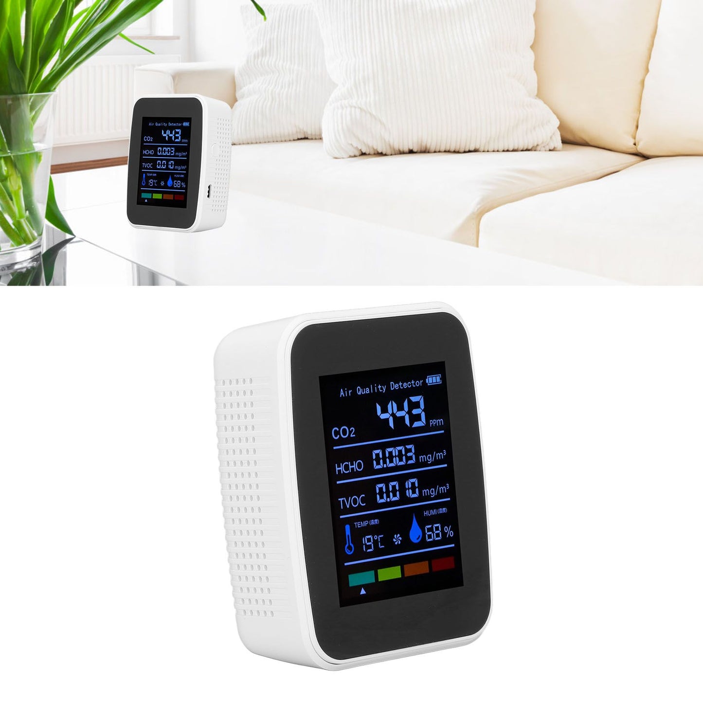 Air Quality Detector 5in1 Intelligent Anti Interference Ability Indoor Temperature Humidity Air Quality V1294-YM0523-3113220014412