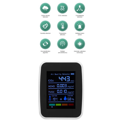 Air Quality Detector 5in1 Intelligent Anti Interference Ability Indoor Temperature Humidity Air Quality V1294-YM0523-3113220014412