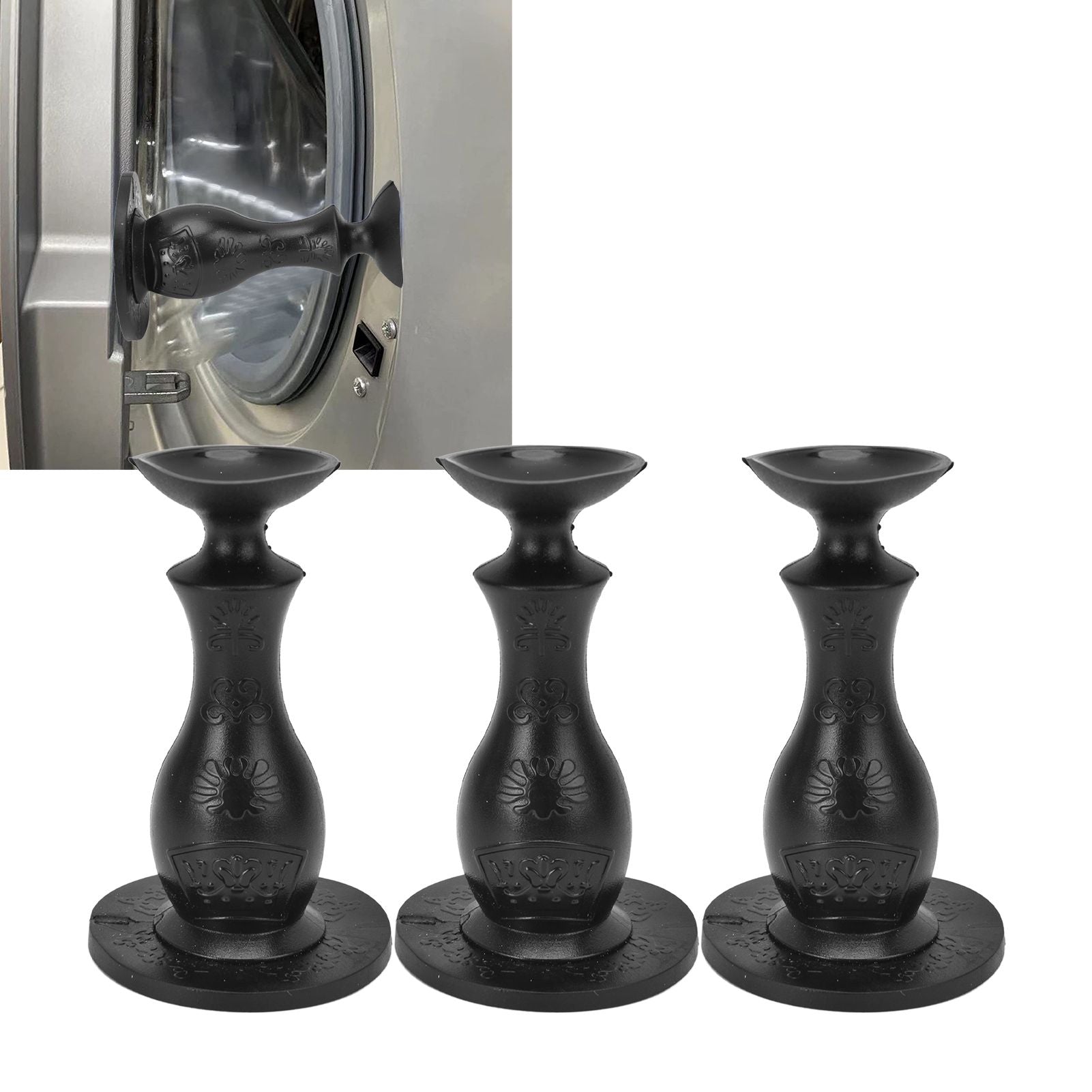 3Pcs Washer Door Stopper Front Load Washing Machine Door Holder Prop Rubber for Family UseBlack V1294-YM0523-3113220014911