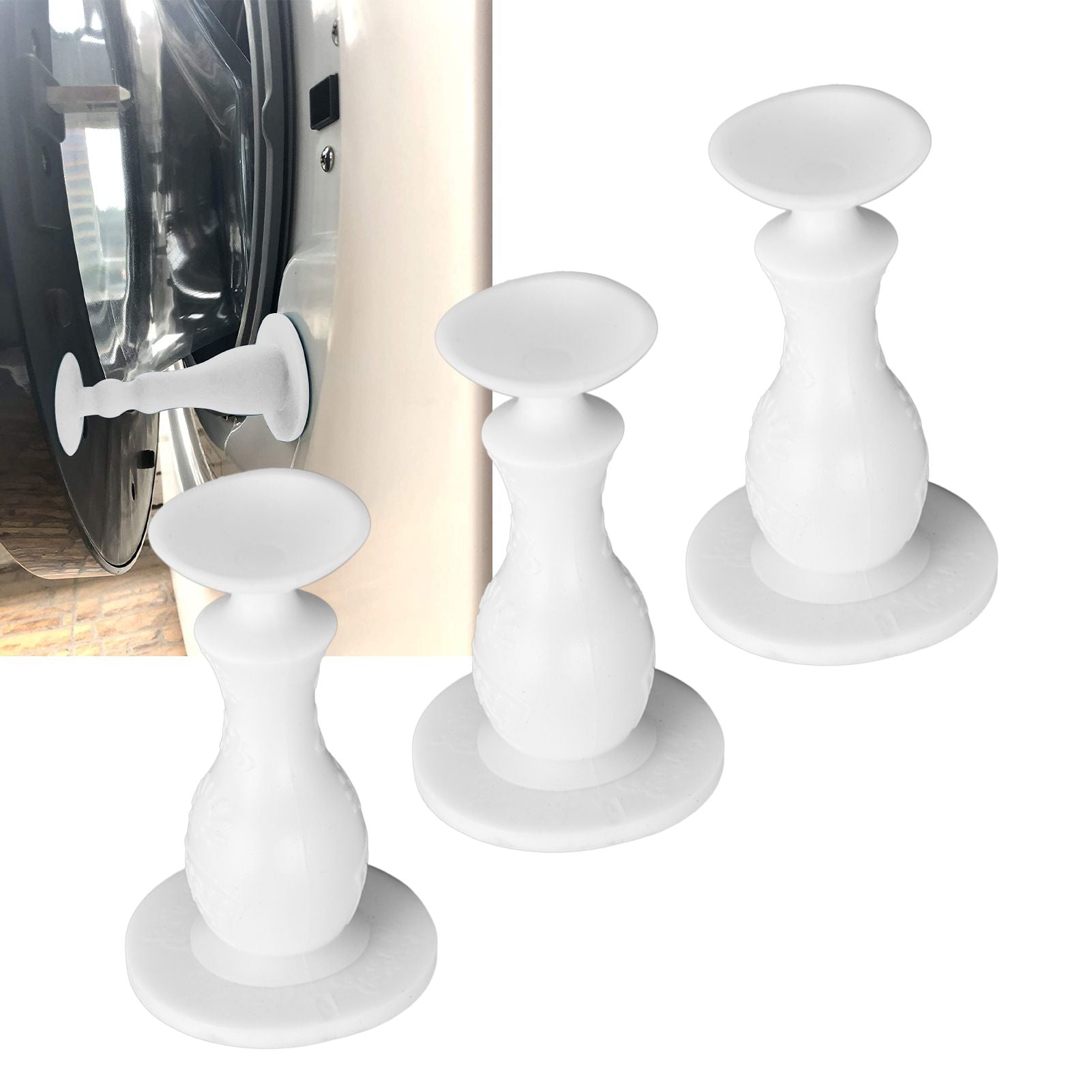 3Pcs Washer Door Stopper Front Load Washing Machine Door Holder Prop Rubber for Family UseWhite V1294-YM0523-3113220014912