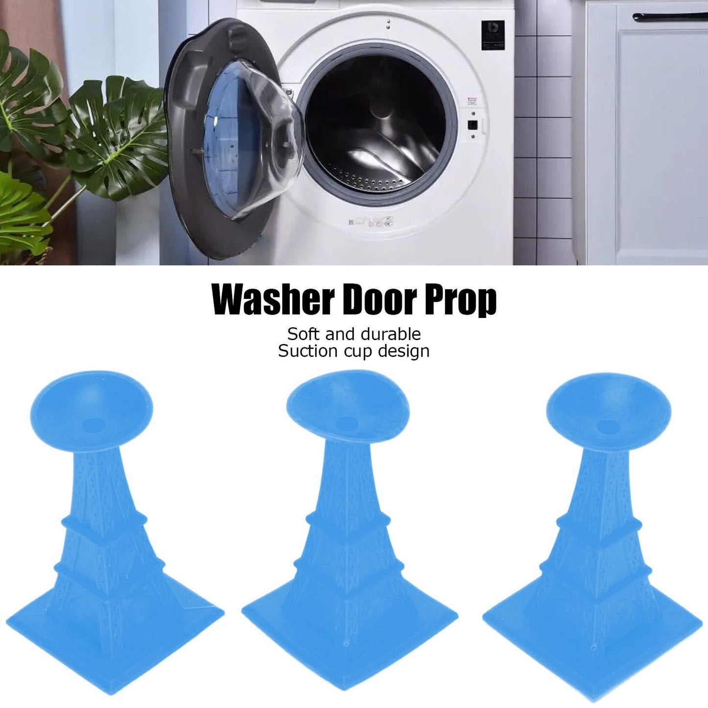 3Pcs Washer Door Prop Tower Type Soft Durable Suction Cup Design Front Load Washing Machine Door PropBlue V1294-YM0523-3113220015012