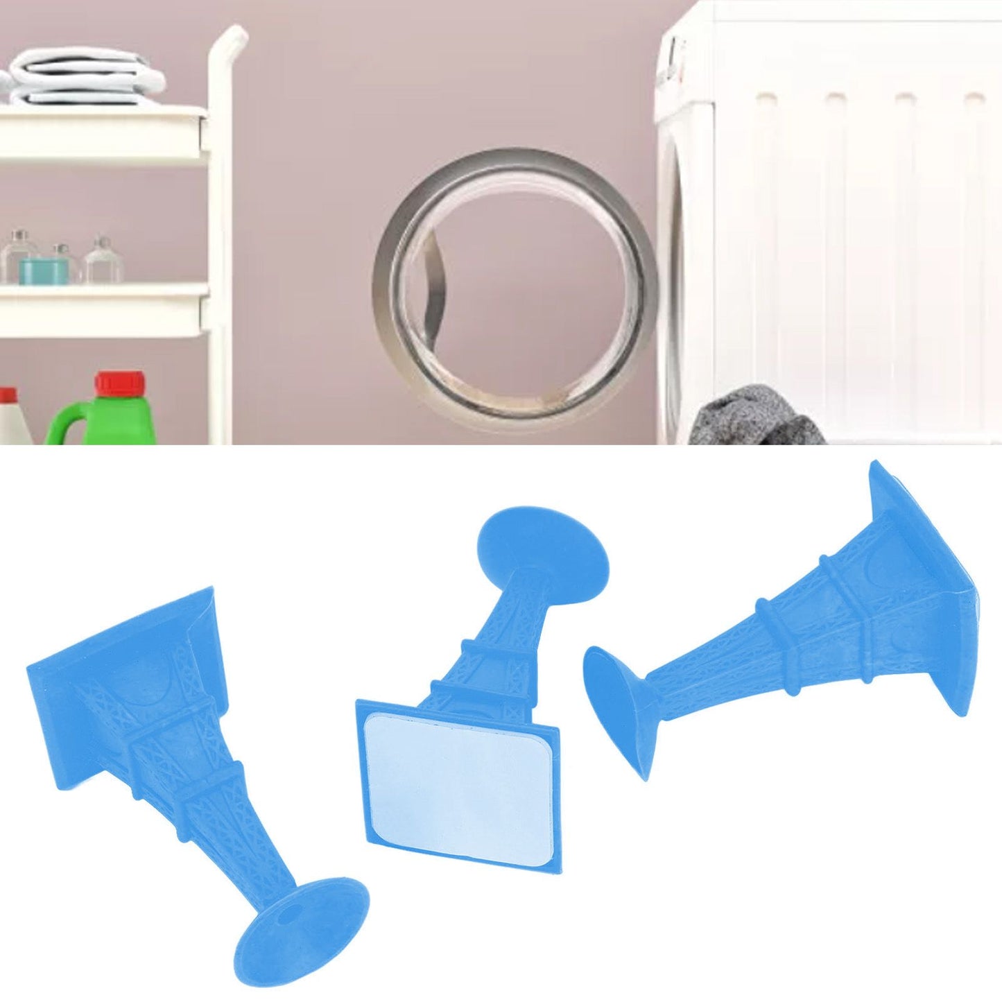 3Pcs Washer Door Prop Tower Type Soft Durable Suction Cup Design Front Load Washing Machine Door PropBlue V1294-YM0523-3113220015012